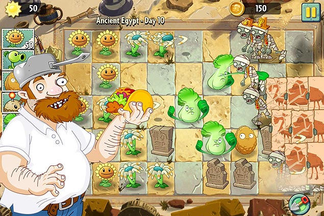 Tela do game "Plants vs. Zombies 2" 
