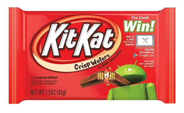 Uma das embalagens da "versão Android" do KitKat