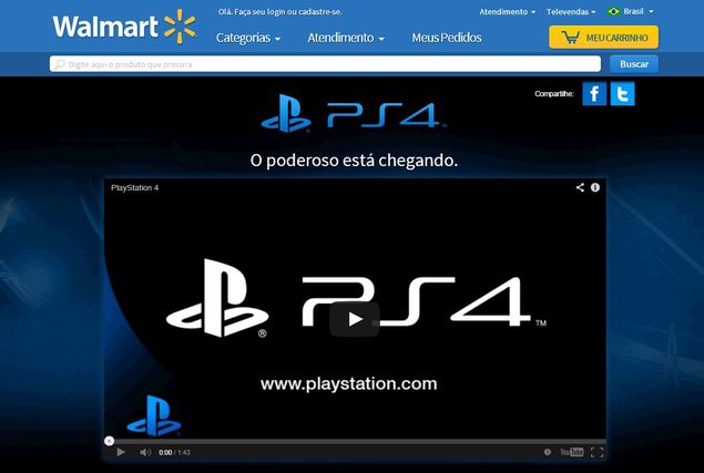 PlayStation 4 em pr-venda no Walmart por R$ 3.999