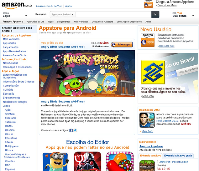A Amazon Appstore brasileira, loja com aplicativos para Android