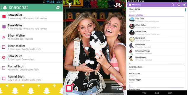 Imagens do aplicativo Snapchat para Android