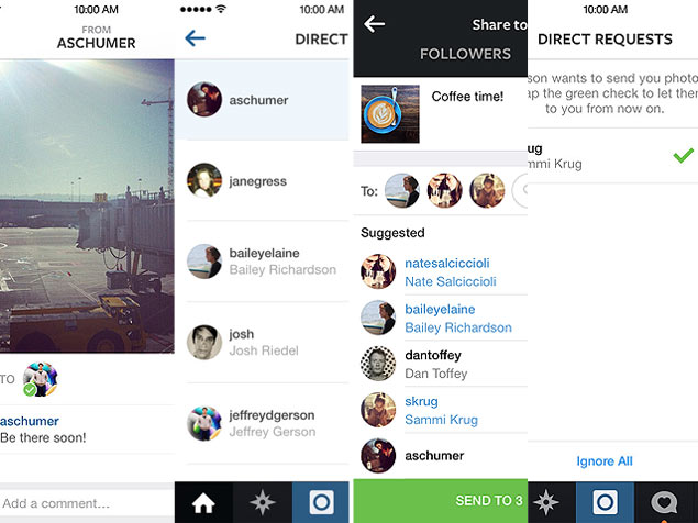 Instagram Direct, função que permite a troca privada de imagens
