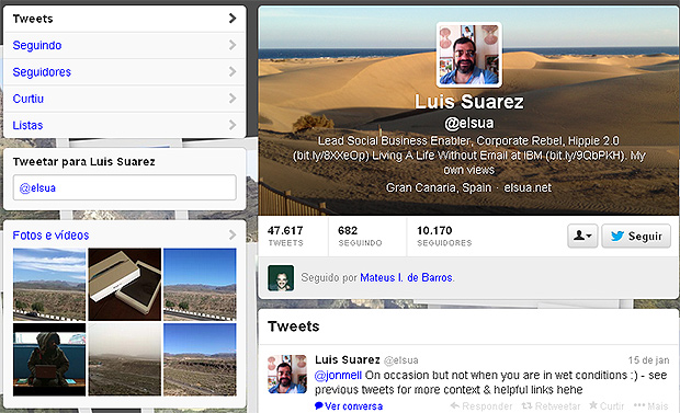 Luis Suarez, "o homem sem e-mail", responde a pergunta usando seu perfil do Twitter