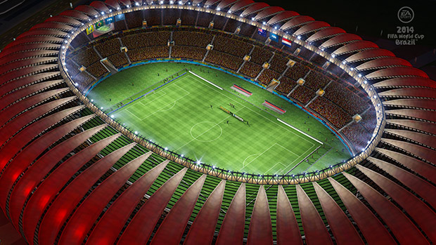 Representao do estdio Beira-Rio em partida entre Austrlia e Holanda no game "2014 Fifa World Cup Brazil"