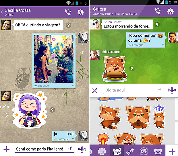 Imagens do aplicativo de mensagens para smartphone Viber