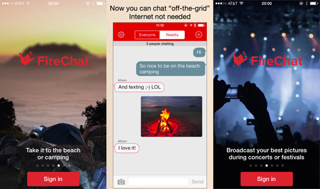 Aplicativo FireChat permite troca de mensagens entre dispositivos no conectados  internet