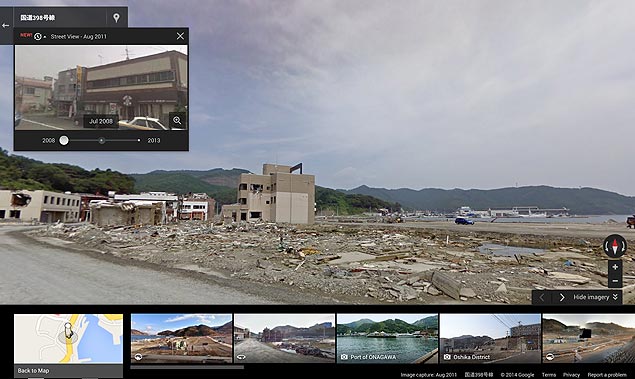 Imagem do Google Maps com a destruio causada pelo terremoto no Japo
