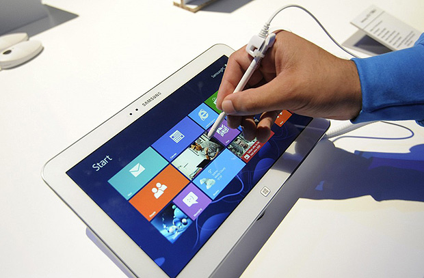 Tablet com Windows 8 durante evento da Samsung em Londres