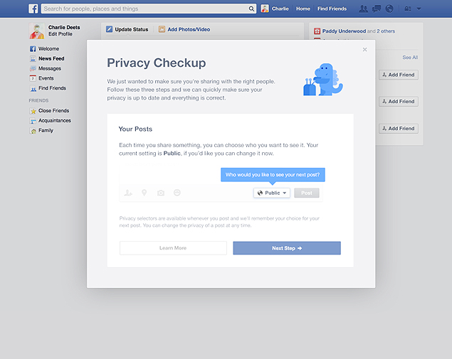 "Check-up de privacidade", do Facebook, ser disponibilizada nas prximas semanas