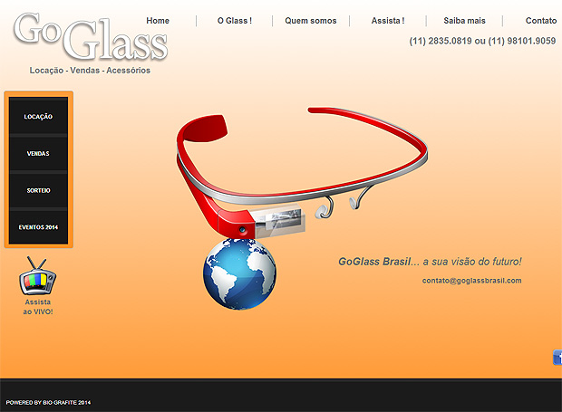 Página da empresa GoGlass Brasil, que está vendendo o Glass por R$ 6.500 no país