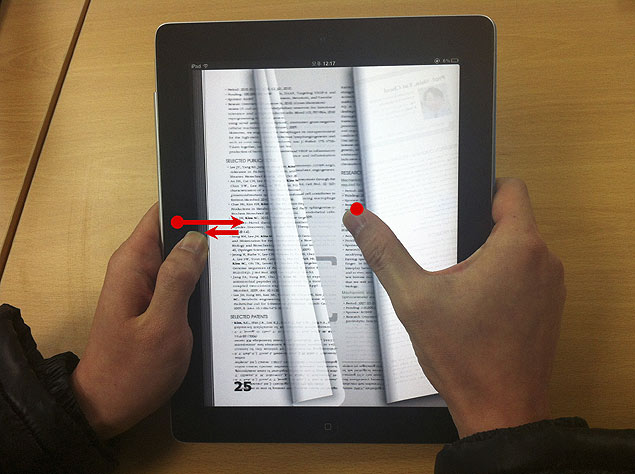 Tecnologia permite virar a pgina de e-book simulando o uso de um livro tradicional