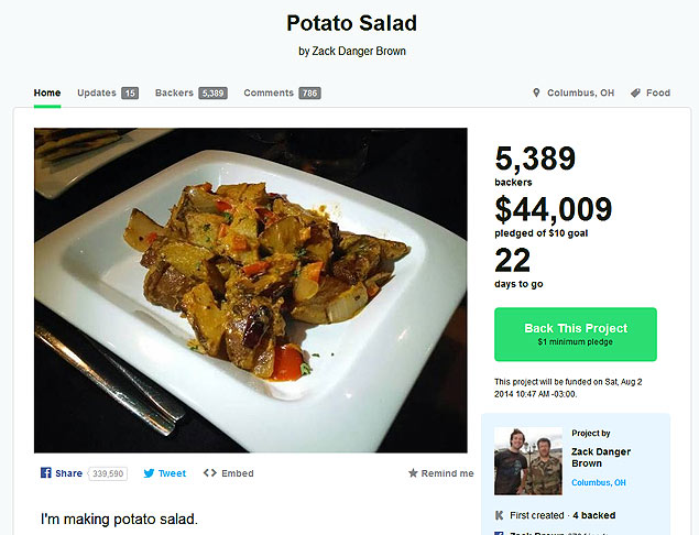 Americano comeou pedindo US$ 10 para fazer salada de batata