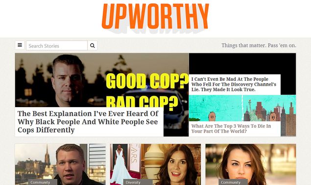 "Upworthy", um dos sites mais populares que apostam em posts curtos e chamadas sentimentais