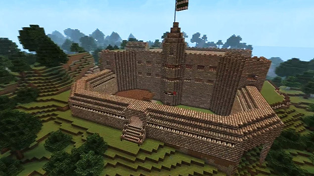 Cenrio construdo por jogador no game "Minecraft"