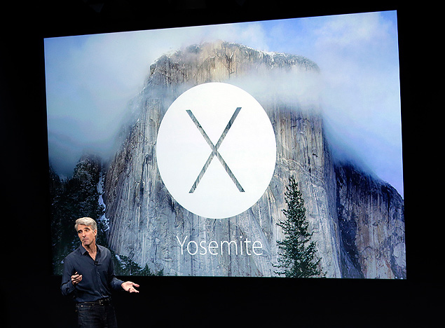 Craig Frederighi, vice-presidente-snior de software da Apple, apresenta o OS X Yosemite