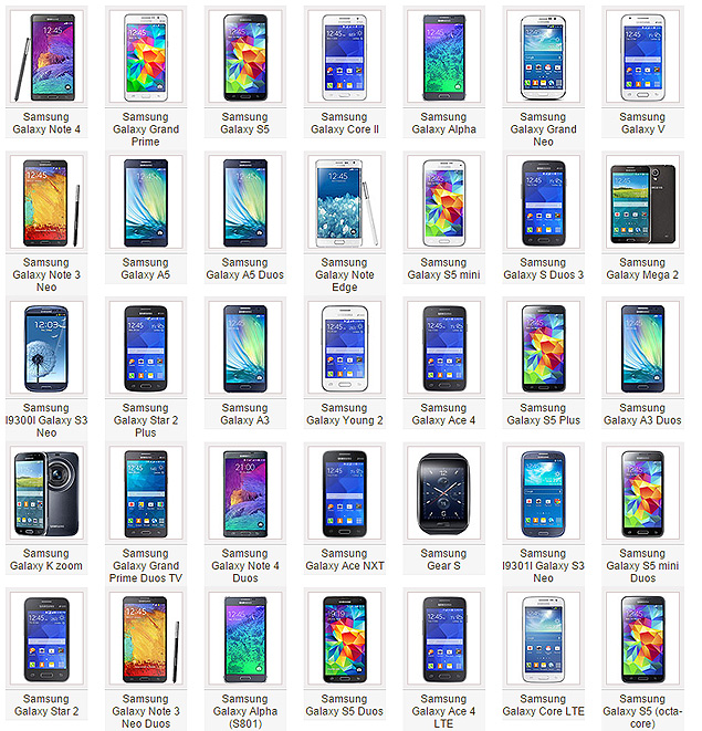 Aparelhos lançados pela Samsung em 2014