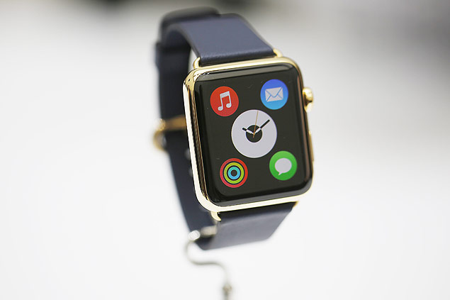 Relógio inteligente da Apple, o Apple Watch durante evento da companhia em Cupertino, Califórnia