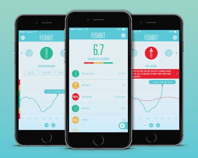Interface de navegao do aplicativo Fishbit no smartphone