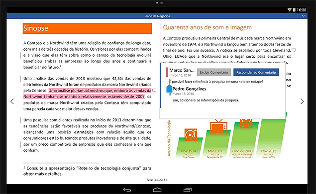 Imagem de divulgao do Microsoft Word em um tablet com Android