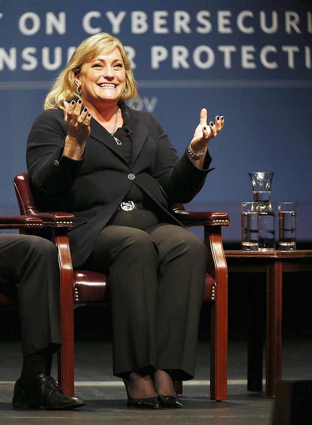 A presidente da Intel, Renee James, durante painel realizado na Universidade de Stanford, na Califrnia, em fevereiro de 2015