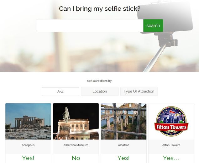 Site Can I bring my selfie stick mostra se atraes tursticas permitem o acessrio 