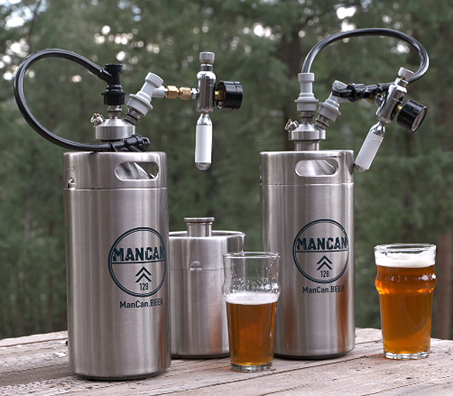 O ManCan, sem perder a carbonatao, pode armazenar o equivalente a 11 garrafas de cerveja 