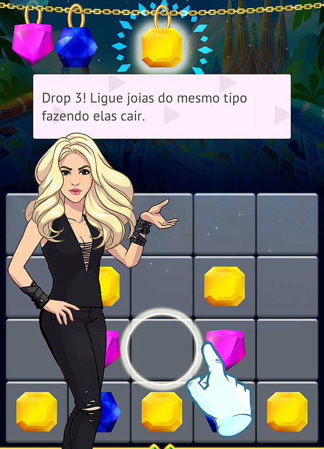 : O novo game da Shakira  um "puzzle" em que o jogador precisa unir jias de mesma cor