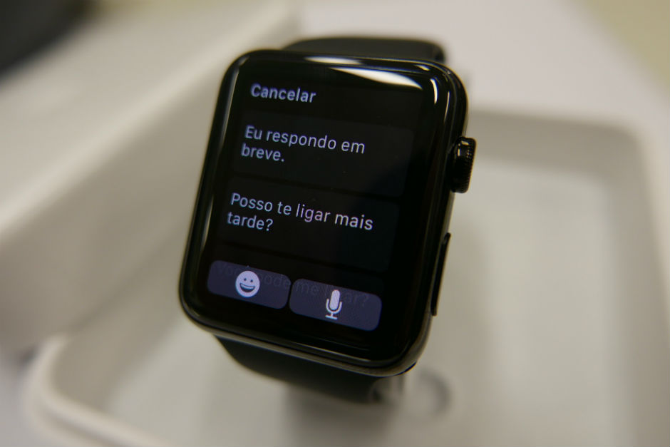 Tela de respostas do Apple Watch