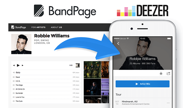 Robbie Williams ser um dos primeiros a aproveitar a parceria entre Deezer e BandPage
