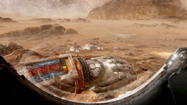 A Fox lanou uma experincia de realidade virtual para promover o filme "Perdido em Marte"; o usurio pode ser Mark Wattney, o astronauta encalhado no planeta