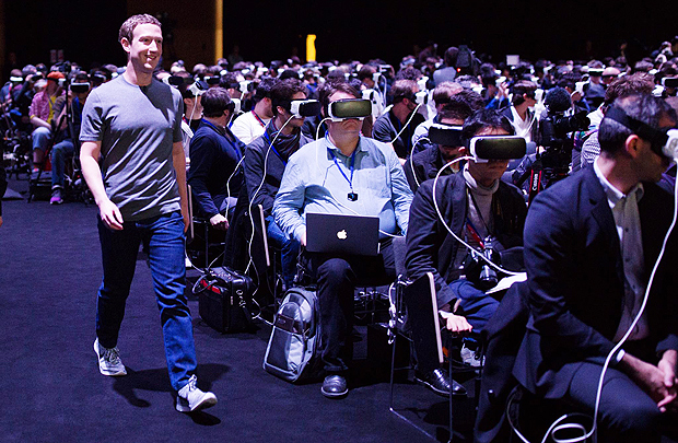 Mark Zuckerberg durante lanamento da Samsung em Barcelona