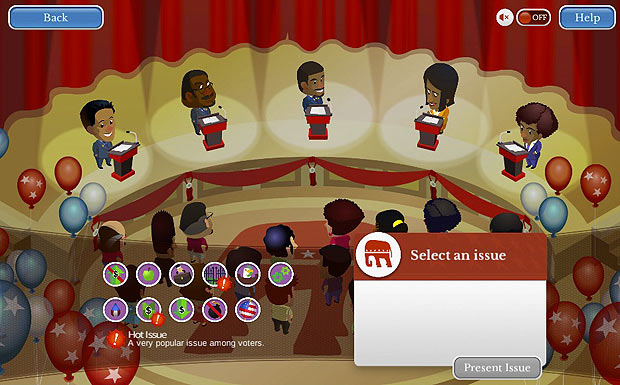 O jogo "Win The White House", que simula o processo eleitoral