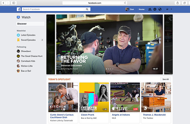 Facebook's new Watch section will provide users with shows funded by the social media giant along with live programming.