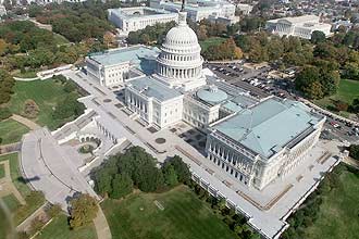 O Capitlio, sede do poder Legislativo americano, visto de cima