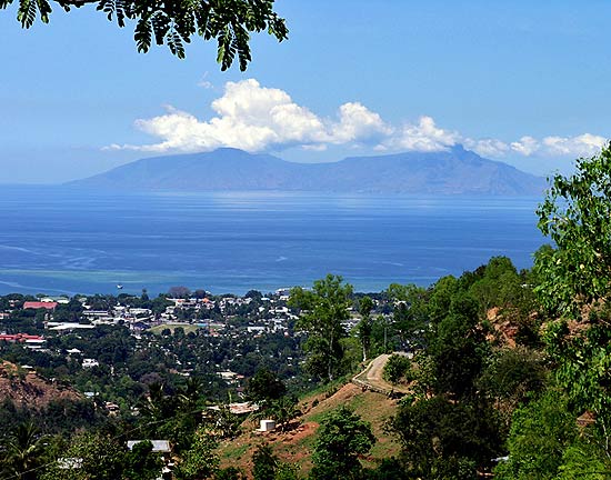 Paisagem de Dili e ilha Atauro, no Timor Leste