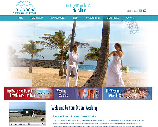Site sobre casamentos de turistas estrangeiros no hotel La Concha, de Porto Rico