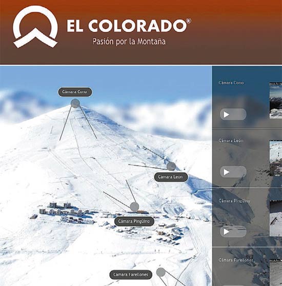 Pgina mostra webcams no site da estao de El Colorado
