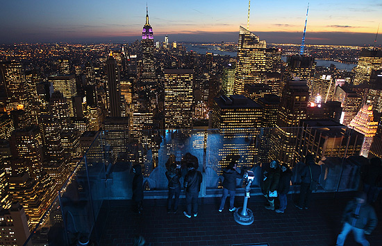 Vista noturna da cidade de Nova York