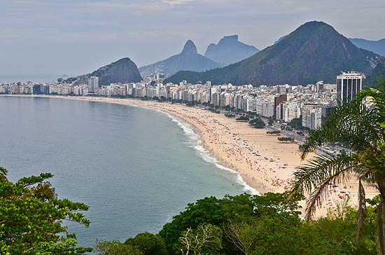 Praia de Copacabana; Rio  cidade que mais recebe eventos internacionais no Brasil