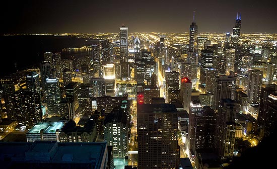 Vista area de Chicago; cidade est entre os trs melhores destinos do pas, aponta revista Cond Nast Traveler