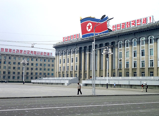 Praça em Pyongyang, na Coreia do Norte