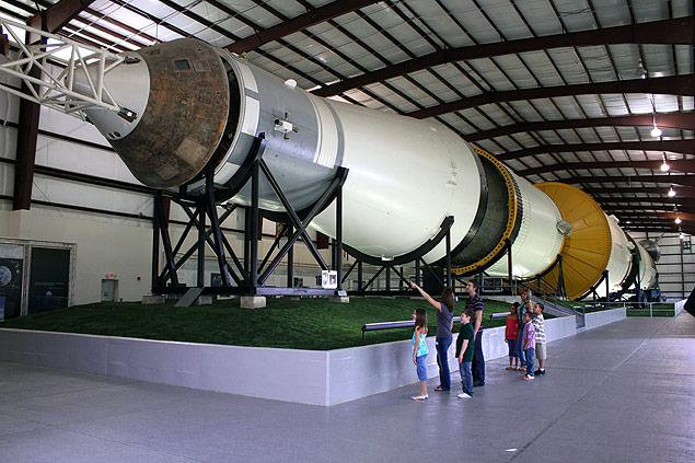 Saturno 5, o "fogueto" exposto no Centro Espacial da Nasa em Houston