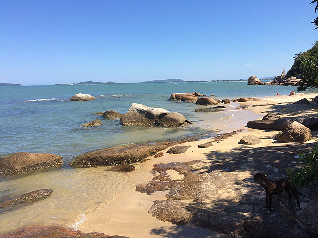 Vista da praia de nudismo de Pedras Altas, em Palhoa, a 30 km de Florianpolis (SC)