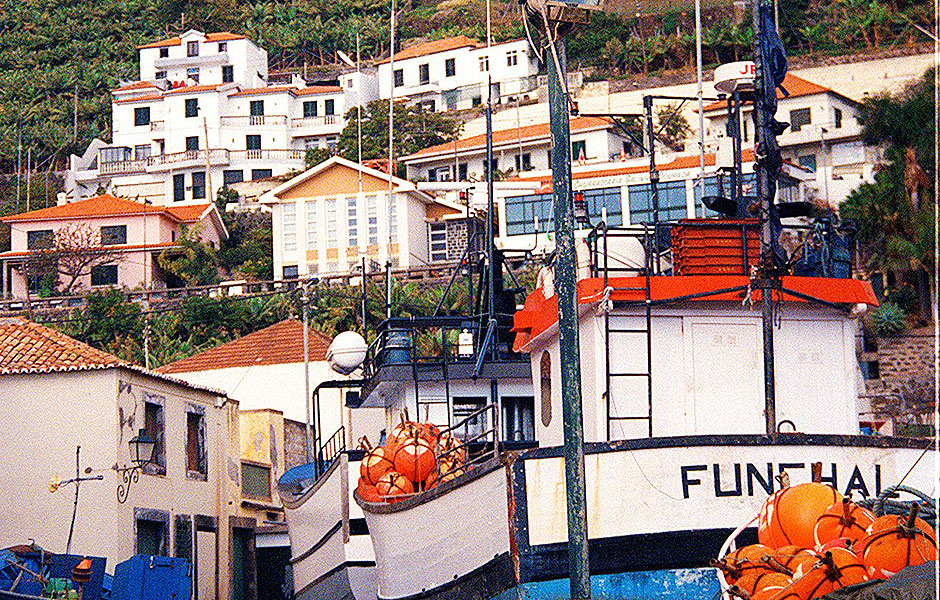Barcos pesqueiros da vila de Câmara de Lobos, na ilha da Madeira, em Portugal