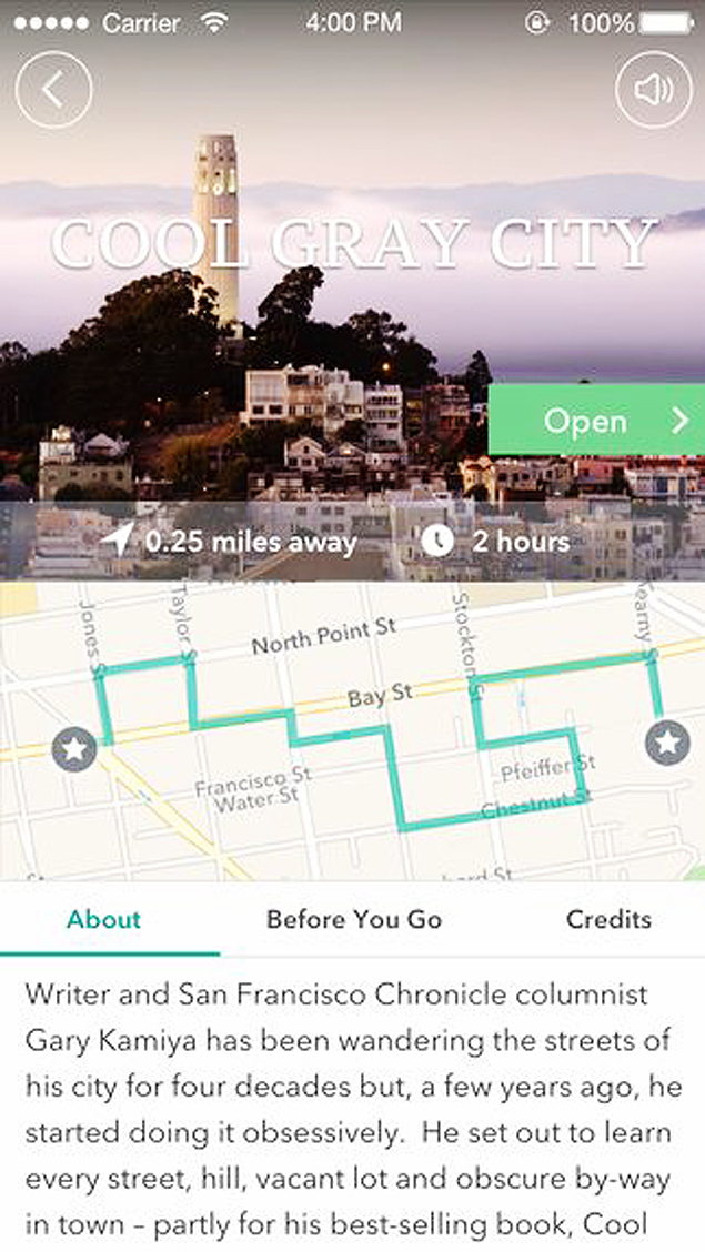 Aplicativo Detour apresenta guias de udio para explorar a cidade de San Francisco, na Califrnia 