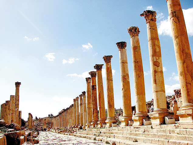 O sítio arqueológico de Jerash, na Jordânia