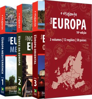 Box com trs livros do "Guia O Viajante - Europa"
