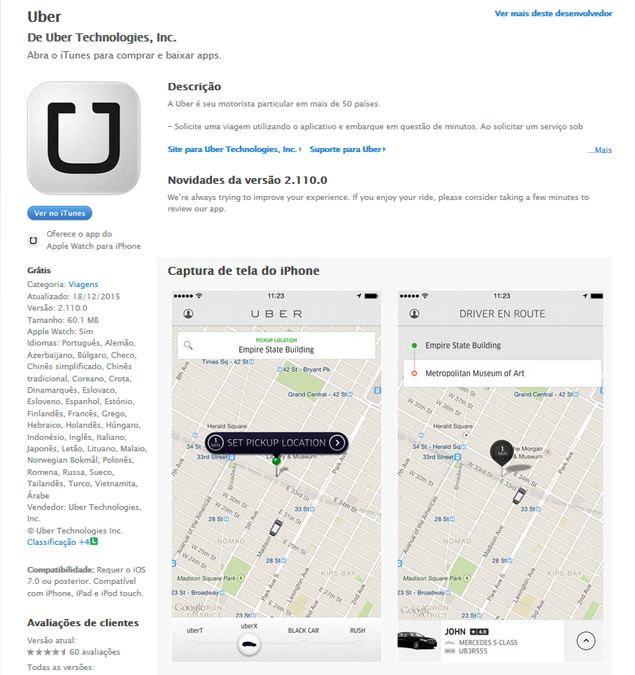 Aplicativos para viagem - uber