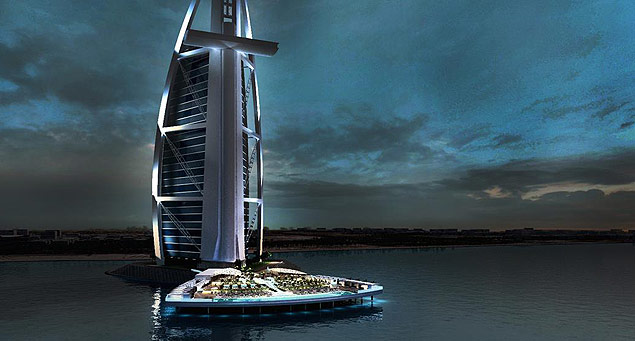 Hotel sete estrelas de Dubai, Burj al Arab anuncia construo de ilha artificial anexa ao hotel