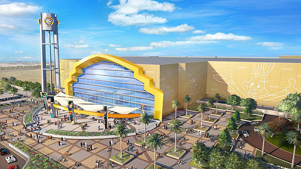 Fachada do futuro parque dos estdios Warner Bros em Abu Dhabi